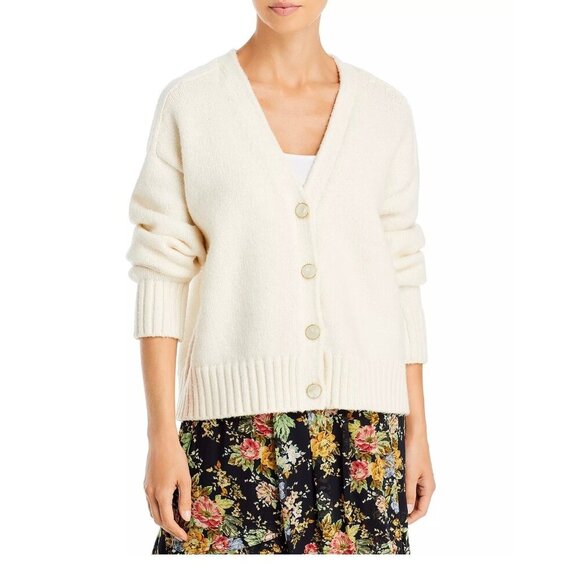 NWT Derek Lam 10 Crosby Womens Lailah White V Neck Crop Cardigan Sweater Top Siz
